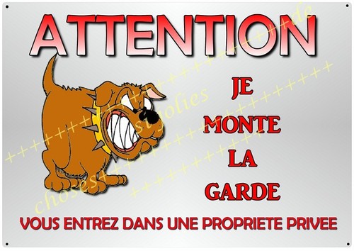 Plaque métal chien garde - métal,