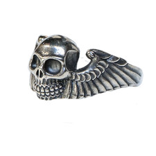 Bague Tête de Mort Ailes .925