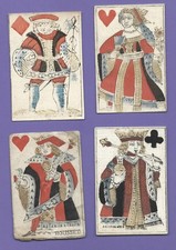 4 cartes à jouer  XVII°