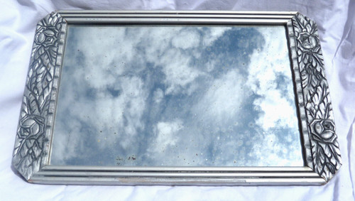 Art deco mirror - mirror, silver