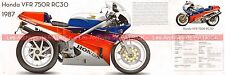 HONDA VFR 750 RC 30 RC30 1987 UK Fiche Moto #009105