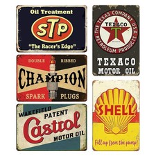 Lot de 5 Plaques Décoratives Rétro pour Garage - 20 x 30 cm en Métal Décorati...