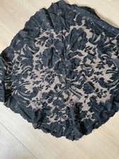 Ancien Chale Mantille Voile Noir  Mercerie Broderie French Lace D22