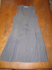 Maloka - Superbe Robe trapèze avec pièces lin - gris bleuté - taille 4/44