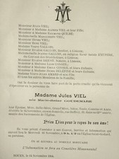 JULES VIEL Goudemare Quilbe FAIRE PART Vallois Gallois Exupere Delepine 1904 