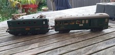 TRAIN ANCIEN JOUET LOCOMOTIVE ET UN WAGON HORNBY PAR MECCANO EN TOLE 1954 DS JUS