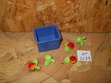 #2079# PLAYMOBIL LOT NOURRITURES ACCESSOIRES POMMES CAISSE BLEU