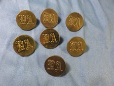 7 Boutons de livrée dorés initiales gothiques DA  28 mm  G. & Cie(1841-1910)