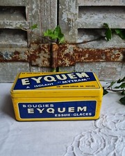 ANCIENNE BOITE TOLE BOUGIES EYQUEM PUBLICITAIRE GARAGE AUTO