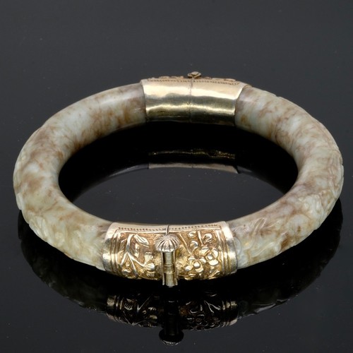 Bracelet ancien jade brun - jade,