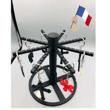 Portant de Bijoux Noir Rotatif - Support Démontable pour Bijoux et Porte-Clés