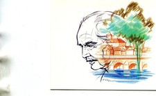 Carte Art Portrait de Maurice GENEVOIX né à Decize Illustré par Pierre FORGET