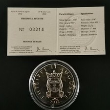 10 EURO ARGENT BE 2012 PHILIPPE II AUGUSTE 3353 Ex. + CERTIFICAT / SANS COFFRET