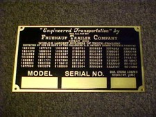 Fruehauf Remorque Données & Verni Plaque 1940's - 1950's Acide Gravé Laiton