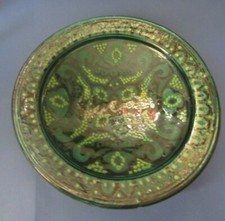 plat en ceramique de Nabeul ?  verte foncé nord Afrique african fruit bowl