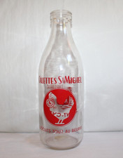 Bouteille de lait verre publicitaire galettes Saint Michel laiterie Saint Cyr