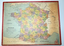 ancien jeu puzzle en bois la france par departements,l'europe et l'afrique