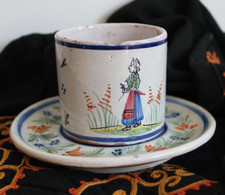 Tasse Ancienne HENRIOT QUIMPER Décor au BRETON Cup