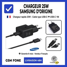 ★ Chargeur Rapide 25W Samsung + Cable USB-C to USB-C Noir 100% Original ★