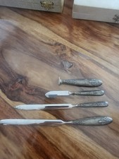 Coffret nécessaire d'écriture en métal argenté, calligraphie, d'époque  1900