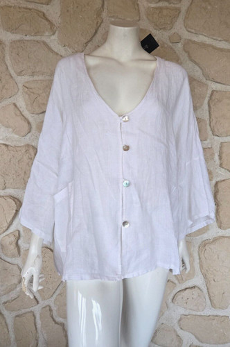 Veste oversize blanche lin - oversize, en
