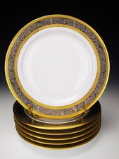 Bernardaud "Vulcain" - 1 Assiette à Gâteau ø 18,5 Cm Incrustation Or Et Platine