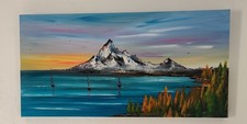 Art contemporain - tableau XXL - Peintures fluos - marine voiliers montagnes