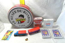 Lot Publicité HARIBO -Boites en métals - Radio, jeux de cartes, camion, cartes -