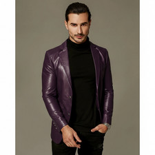 Blazer En Cuir Violet Pour