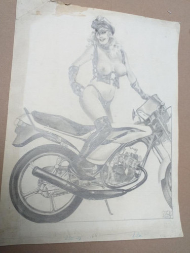 Pin moto dessin - pin-up,