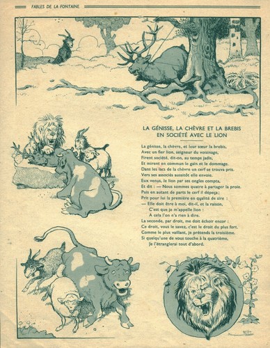 Gravure ancienne fables la - ancienne,