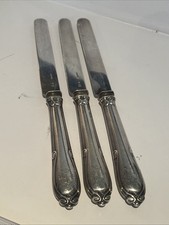 3 Couteaux Odiot Dessert Argent Massif Minerve Armoirie