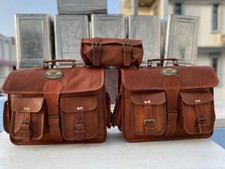 Moto Marron Cuir 3 Sacs Côté