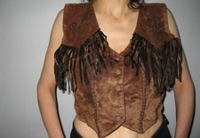 gilet western daim marron