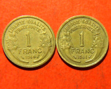 Lot 2 pièces: 1 Franc Morlon 1940+1941 Bronze-alu