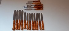Lot de 8 couteaux à fromage+4 couteaux + 5 couverts de service en inox et bois