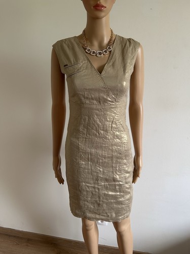 Robe beige dorée lin ikks - robe,