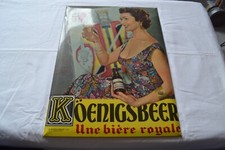 PLAQUE TÔLE GLACOÏDE BIERE KOENIGSBEER PUB BISCOFF & DEBRUYNE LILLE