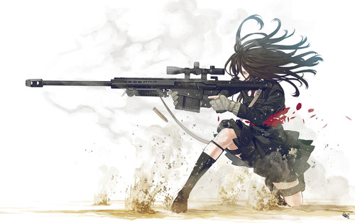 Anime girls women weapon