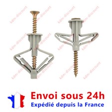 Lot de 10 chevilles et 10 vis pour plaque de plâtre - Fixation murale placo