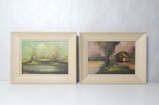 Paire de tableaux huile sur