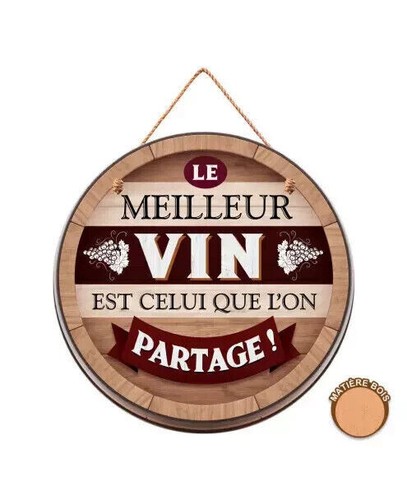 Plaque bois tonneau - , vin