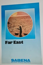 Sabena - Far East	Nacivet vers 1980 Affiche Originale Compagnie Aérienne Asie	