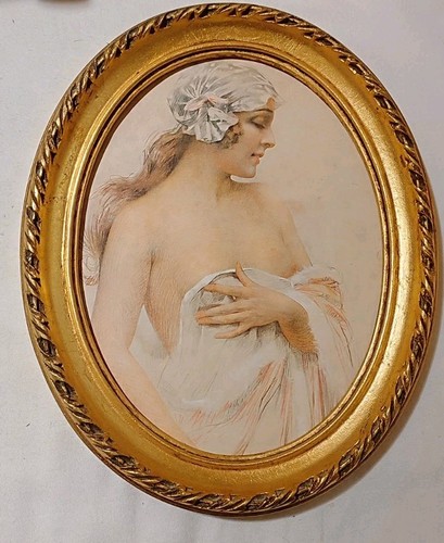 Cadre bois doré ovale - doré,