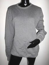 CHAUD DOUX PULL HOMME GRIS PULL & BEAR PETIT MOTIF BLEU MARINE T:L/XL