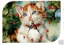 horloge pendule murale chat prénom texte au choix réf F 25
