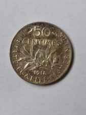  pièce de 50 centimes argent semeuse 1918