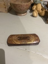 Ancien Étui à lunette en cuir gaufré décors au fer doré