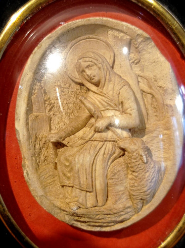 Cadre bois reliquaire - , christ