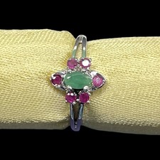 Émeraude Naturel Bague Rubis